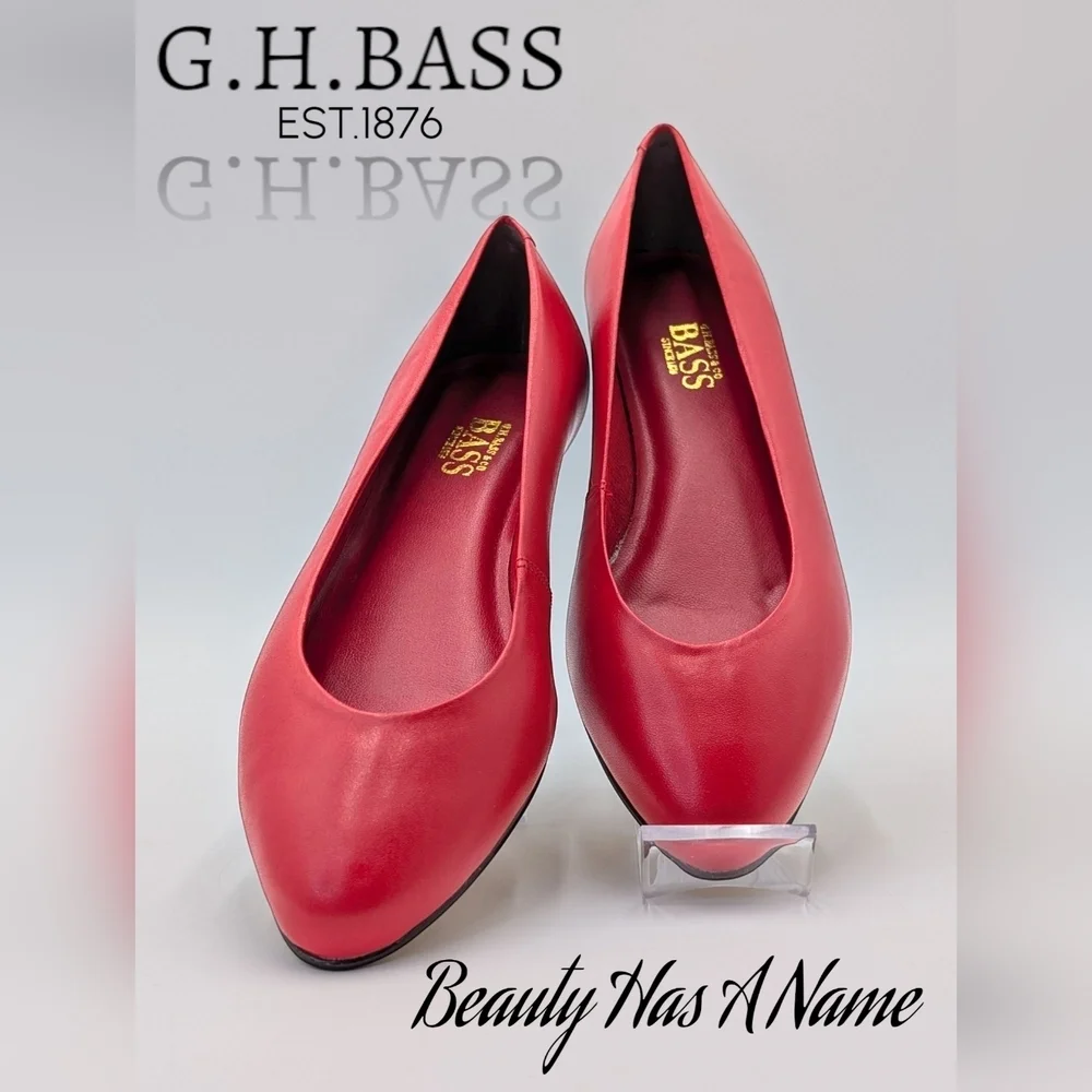 NWOB B.H. Bass & Co. Red Susan Leather Ballet Flats Women Size 7.5 M